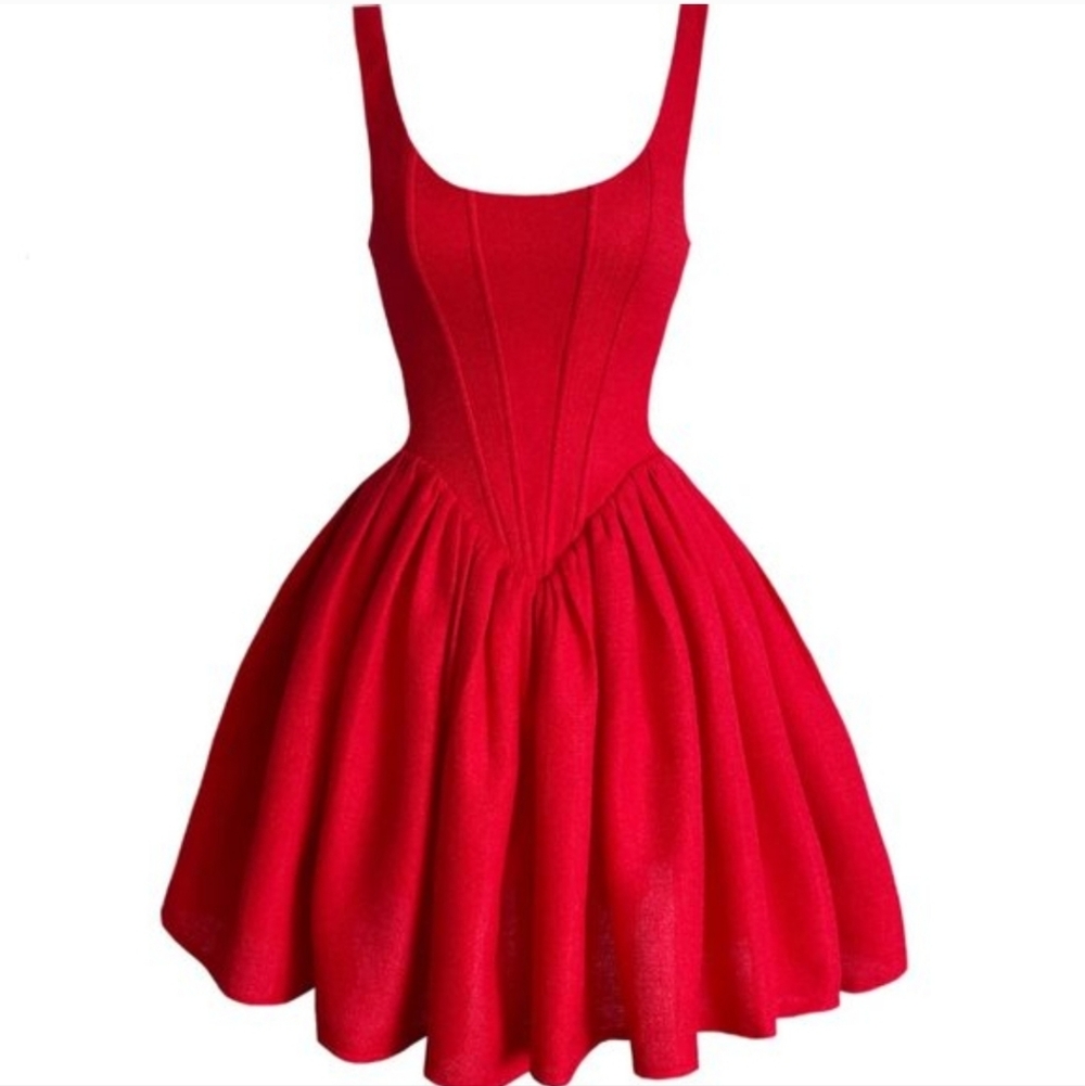 Women's Red Sleeveless Fit-and-Flare Mini Dress